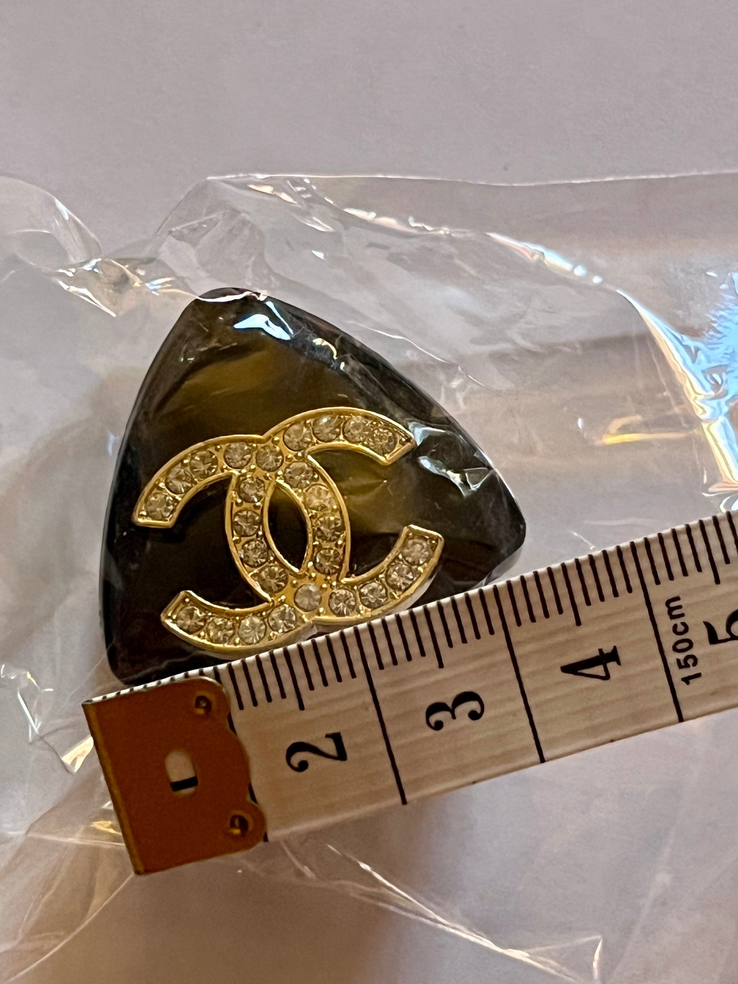 Black Double C Hair Claw Clip with Gold Logo