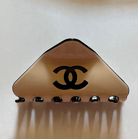 Elegant Beige CC Triangle Hair Claw Clip
