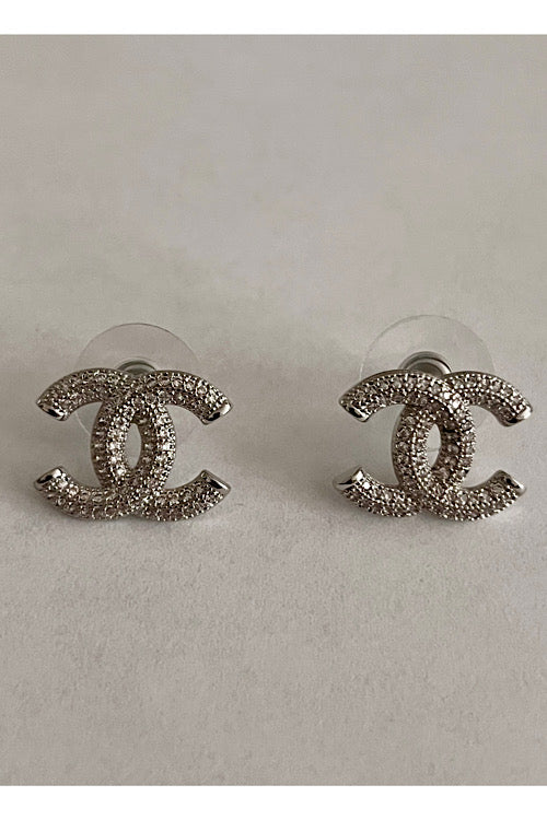 Silver Crystal-Paved CC Studs