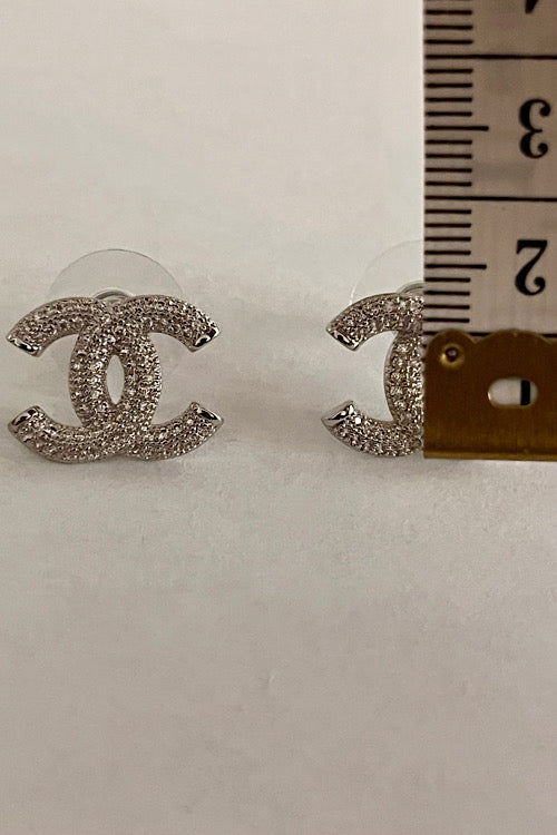Silver Crystal-Paved CC Studs