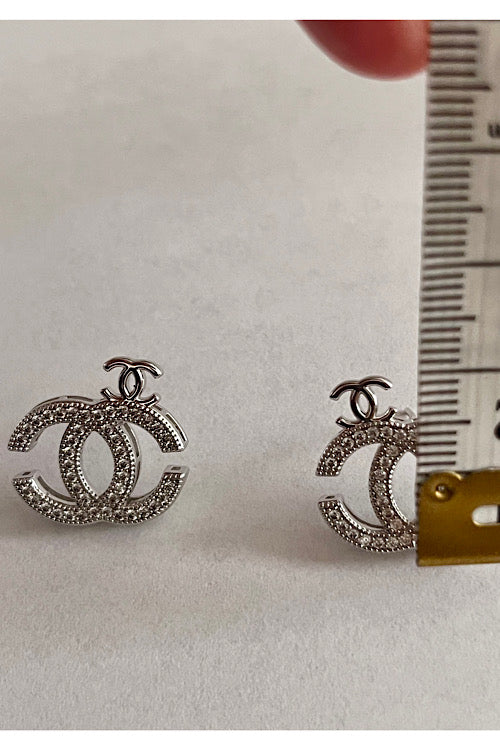 Luxury CC Earrings with Top Logo Detail, Nickel Free