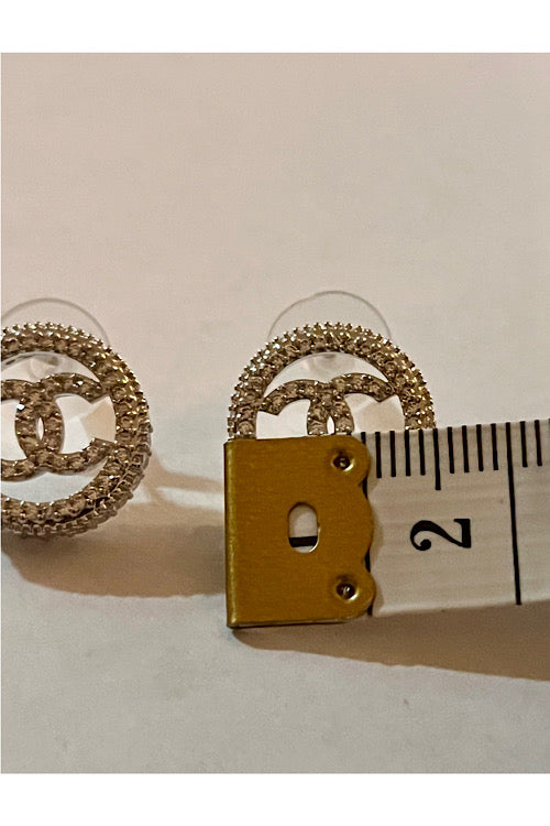Crystal Circle Double-C Nickel Free stud Earrings