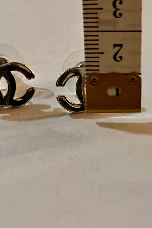 Polished Silver Double-C Minimalist Studs Nickel free