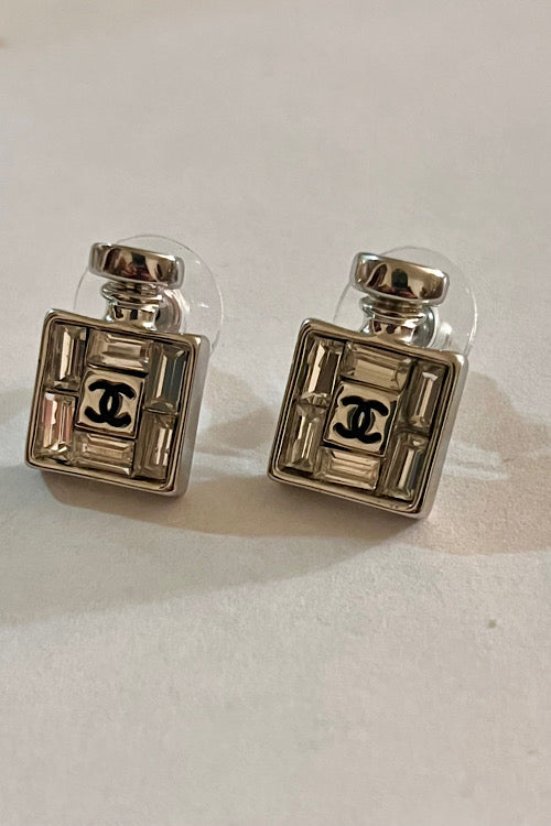 Perfume CC Bottle 925 Silver Stud Earrings