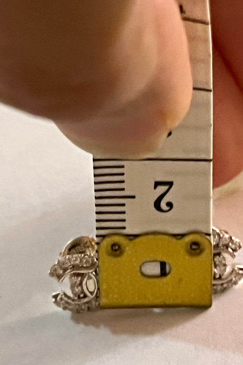 Compact Crystal Double-C Silver Stud Earrings