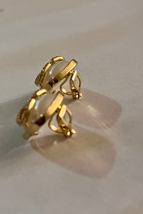 Gold Frame Crystal Initial-Style Earrings