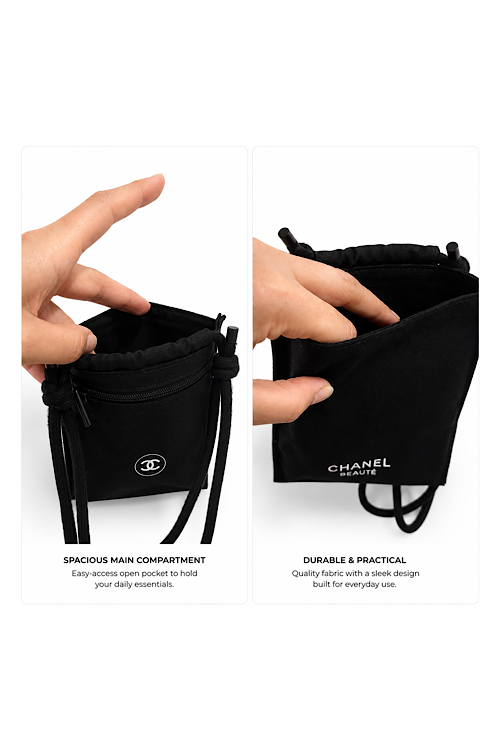 Luxury Black Beauty Crossbody Neck Pouch – Lightweight Travel Organizer Bag
