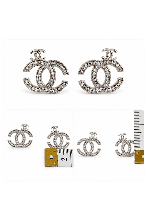 Luxury CC Earrings with Top Logo Detail, Nickel Free