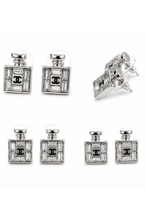 Perfume CC Bottle Stud Earrings, Nickel Free ( gift with purchase)