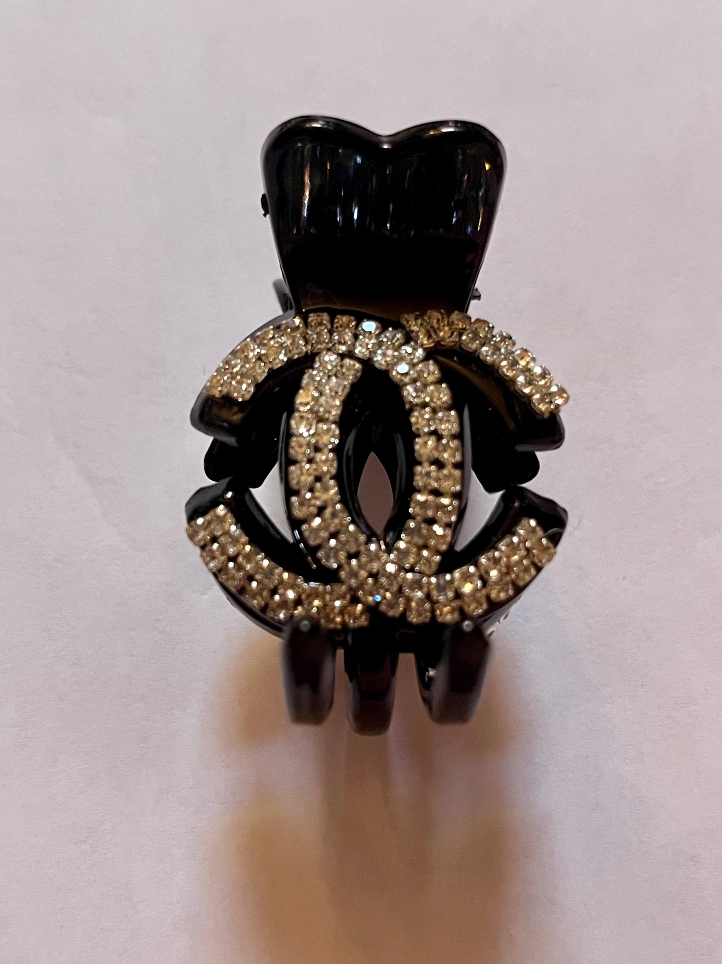 Black Crystal Double C Hair Claw Clip