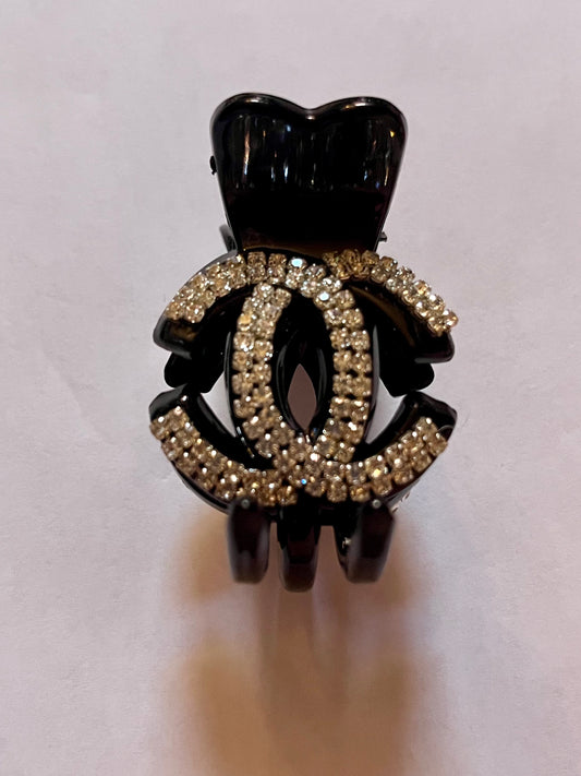 Black Crystal Double C Hair Claw Clip