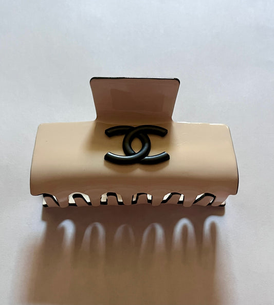 Cream Rectangular CC Hair Claw Clip