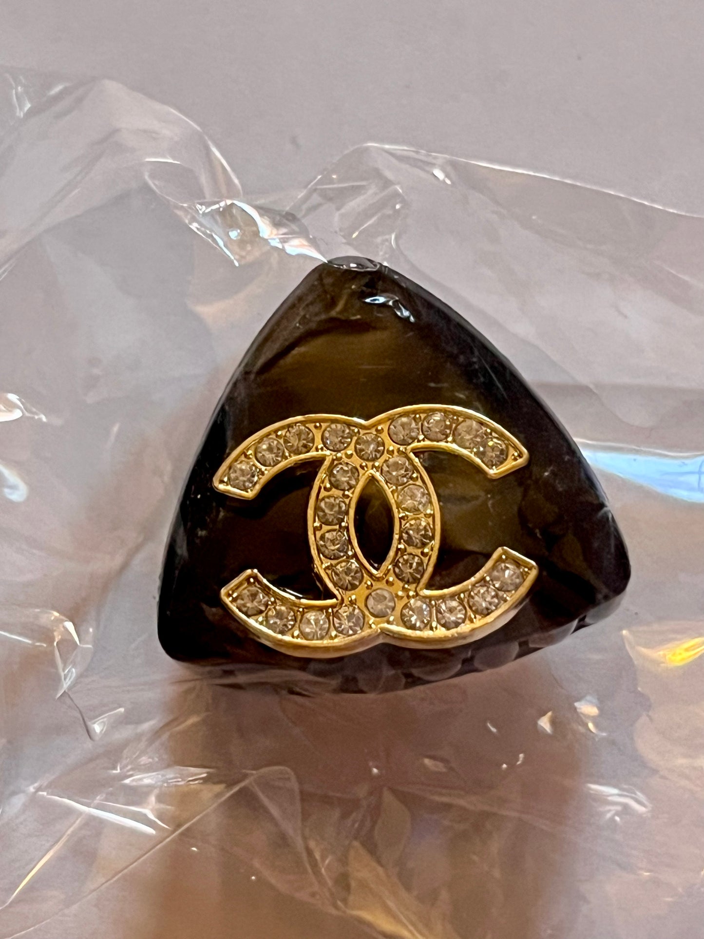 Black Double C Hair Claw Clip with Gold Logo