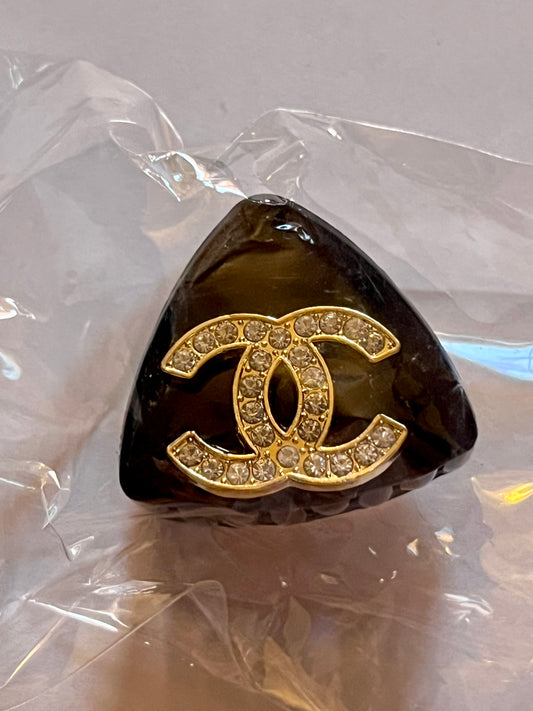 Black Double C Hair Claw Clip with Gold Logo