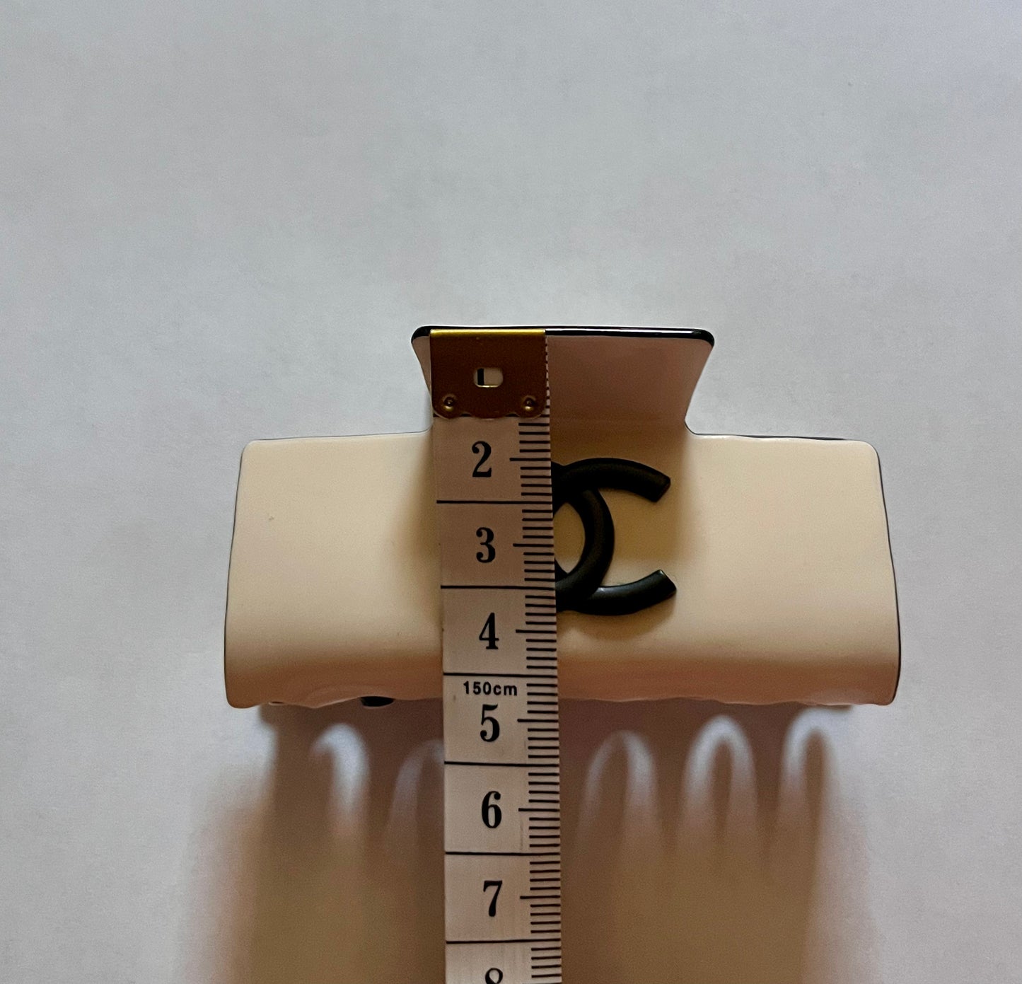 Cream Rectangular CC Hair Claw Clip