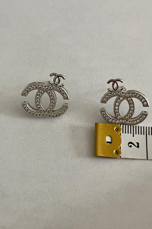 Luxury CC Earrings with Top Logo Detail, Nickel Free