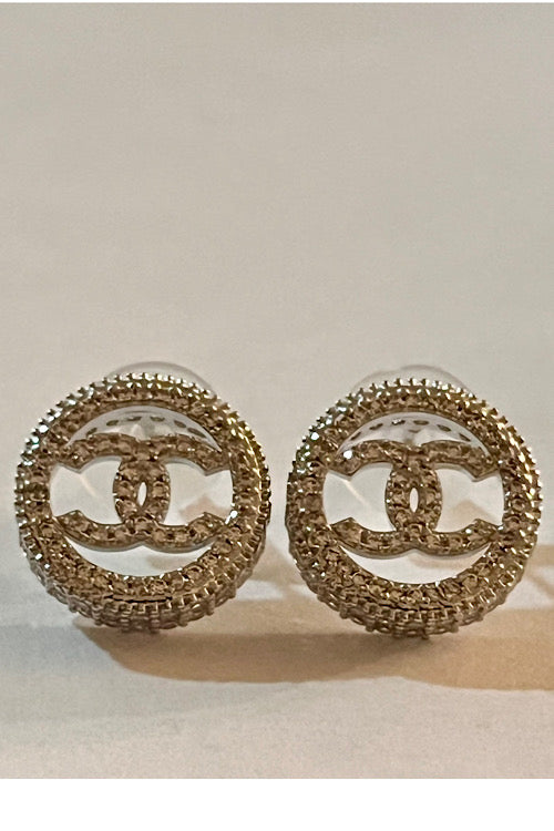 Crystal Circle Double-C Nickel Free stud Earrings