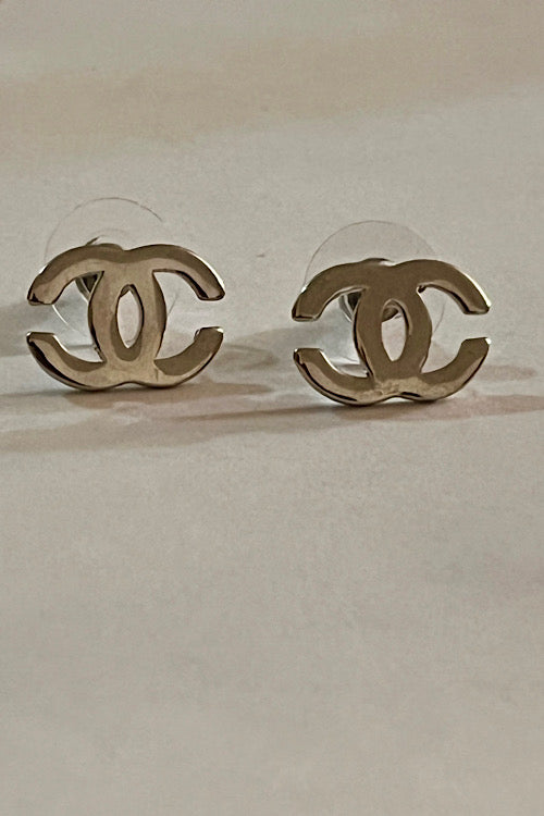 Polished Silver Double-C Minimalist Studs Nickel free