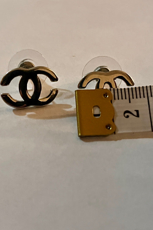 Polished Silver Double-C Minimalist Studs Nickel free