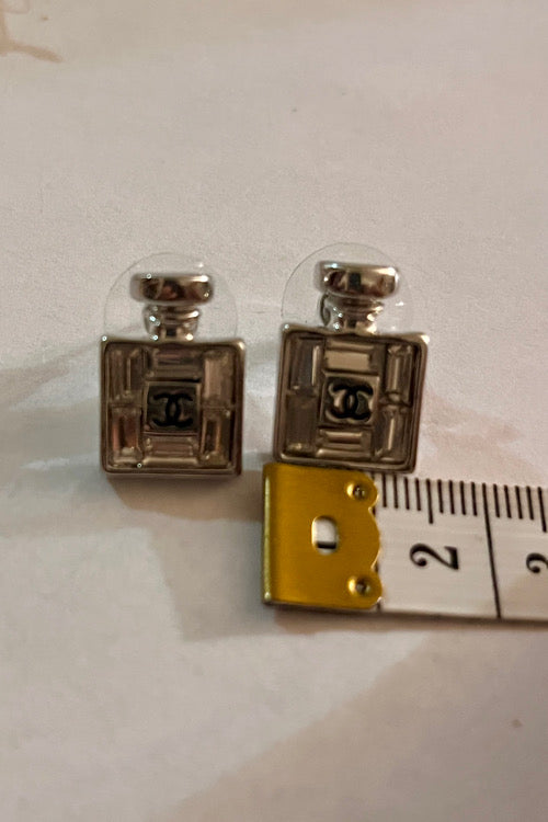 Perfume CC Bottle Stud Earrings, Nickel Free