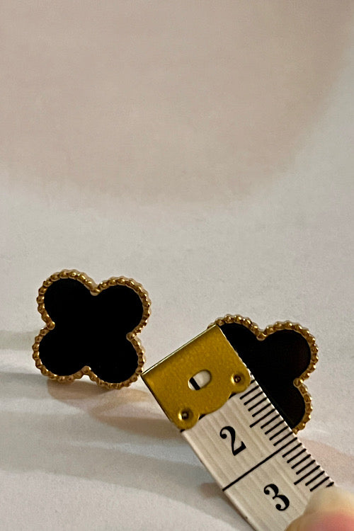 Black Clover Gold-Trim Stud Earrings