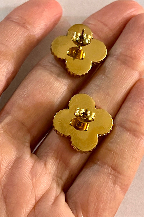 Black Clover Gold-Trim Stud Earrings