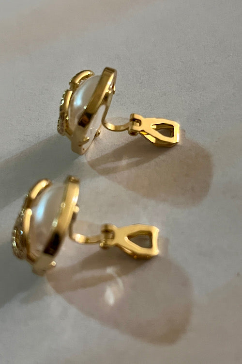 Gold Frame Crystal Initial-Style Earrings