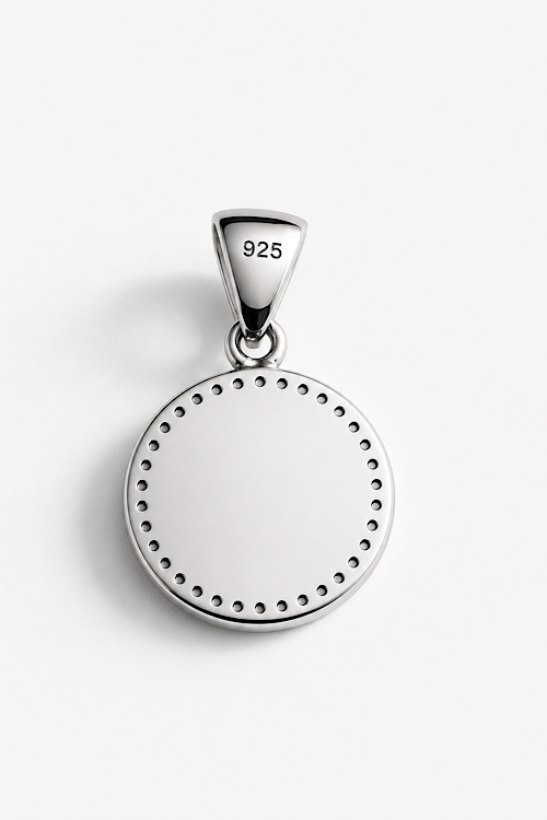 Sterling Silver 925 Crystal Logo Pendant Charm