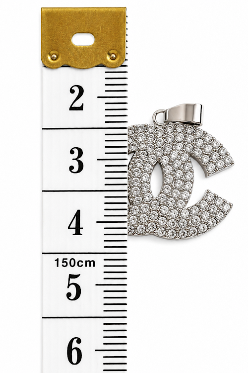 Crystal Pavé CC Pendant Necklace Charm – Silver-Tone Statement Pendant