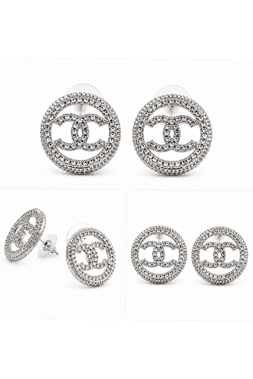 Crystal Circle Double-C Nickel Free stud Earrings