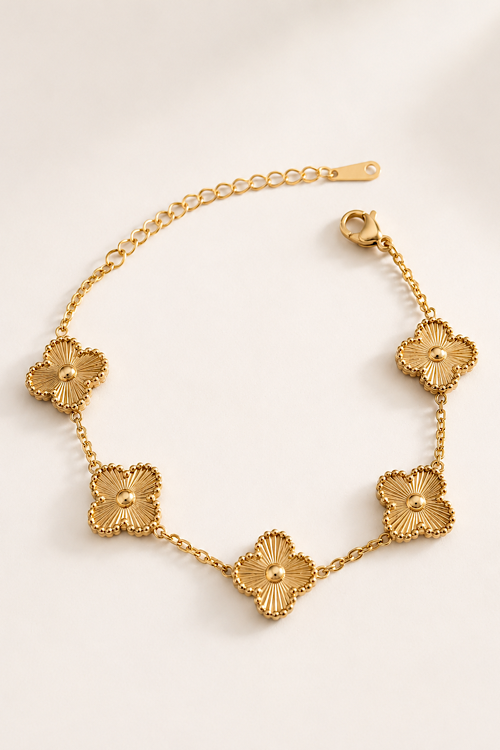 Gold Clover Charm Bracelet